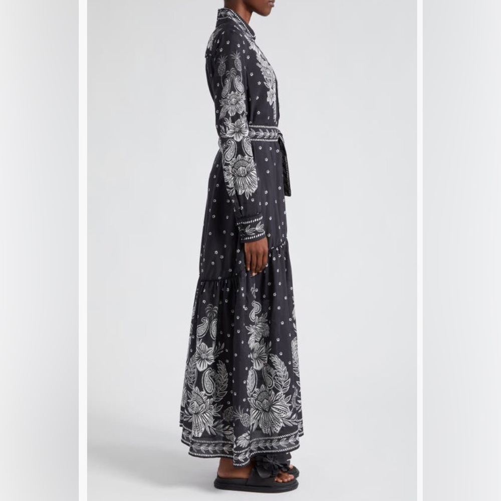 NWT $275 Farm Rio Paisley Bloom Long Sleeve Dress, PAISLEY BLOOM BLACK, XS + M! - Picture 3 of 7